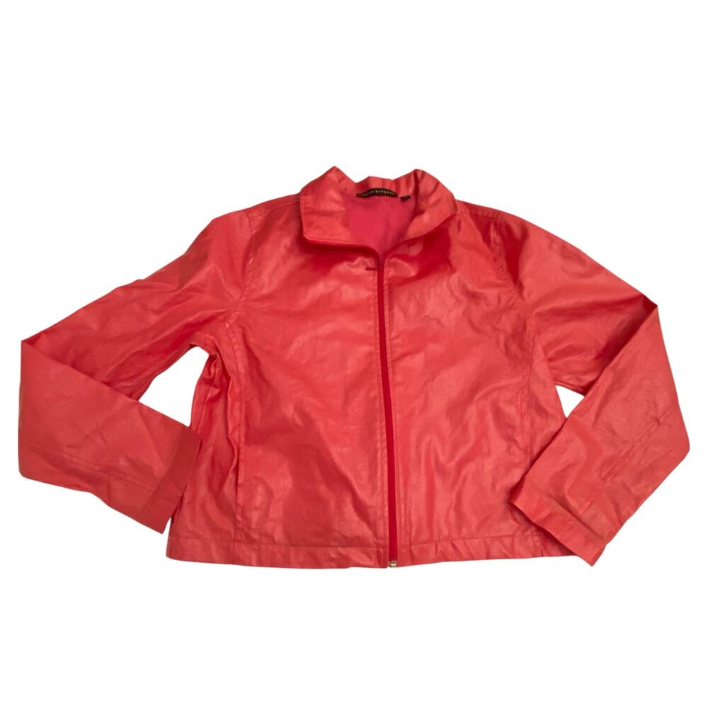 Vintage 80’s Robert Krugman Salmon/Pink Waxed 100% Linen Jacket Size Large
